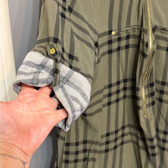 Miss Lili Olive and Black Plaid Button Down Shirt - Picture 5 of 9